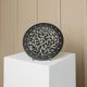 Black ceramic plate with beige geometric relief - 1970s Italian mid-century design
