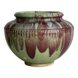 Large multicolored handmade ceramic plant pot