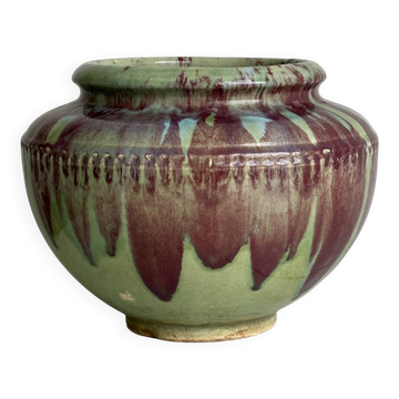 Large multicolored handmade ceramic plant pot