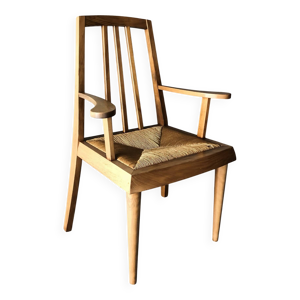 Fauteuil en bois massif - paille