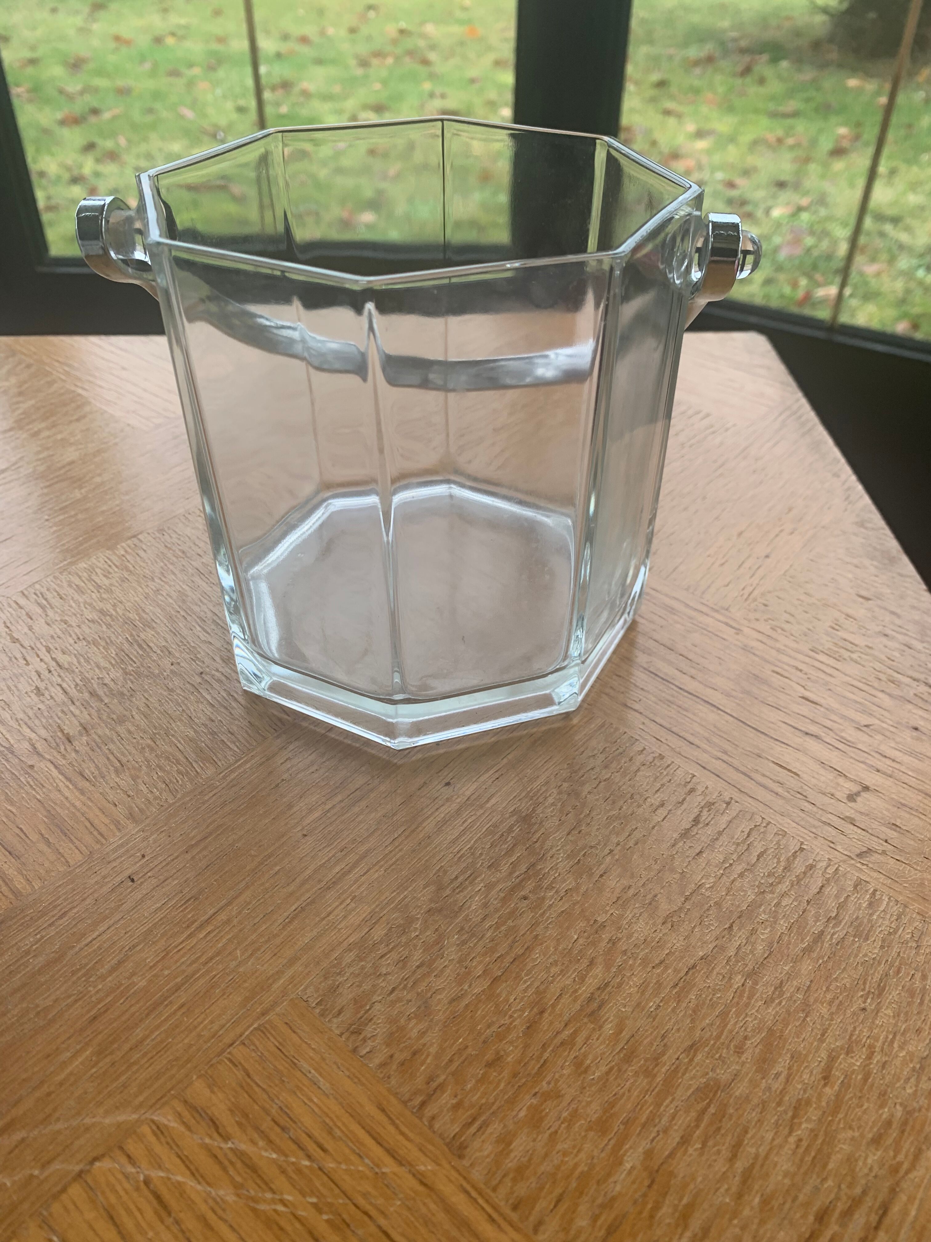 Vintage faceted glass ice bucket 1970