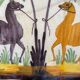Old dish camels and palm trees restored