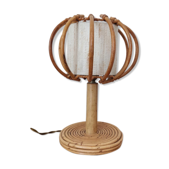 Lampe chevet ou bureau en rotin années 60