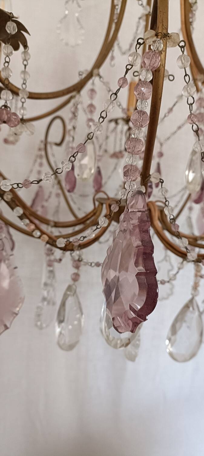 Chandelier with colored tassels