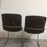 Pair velvet chairs & chrome, 1970