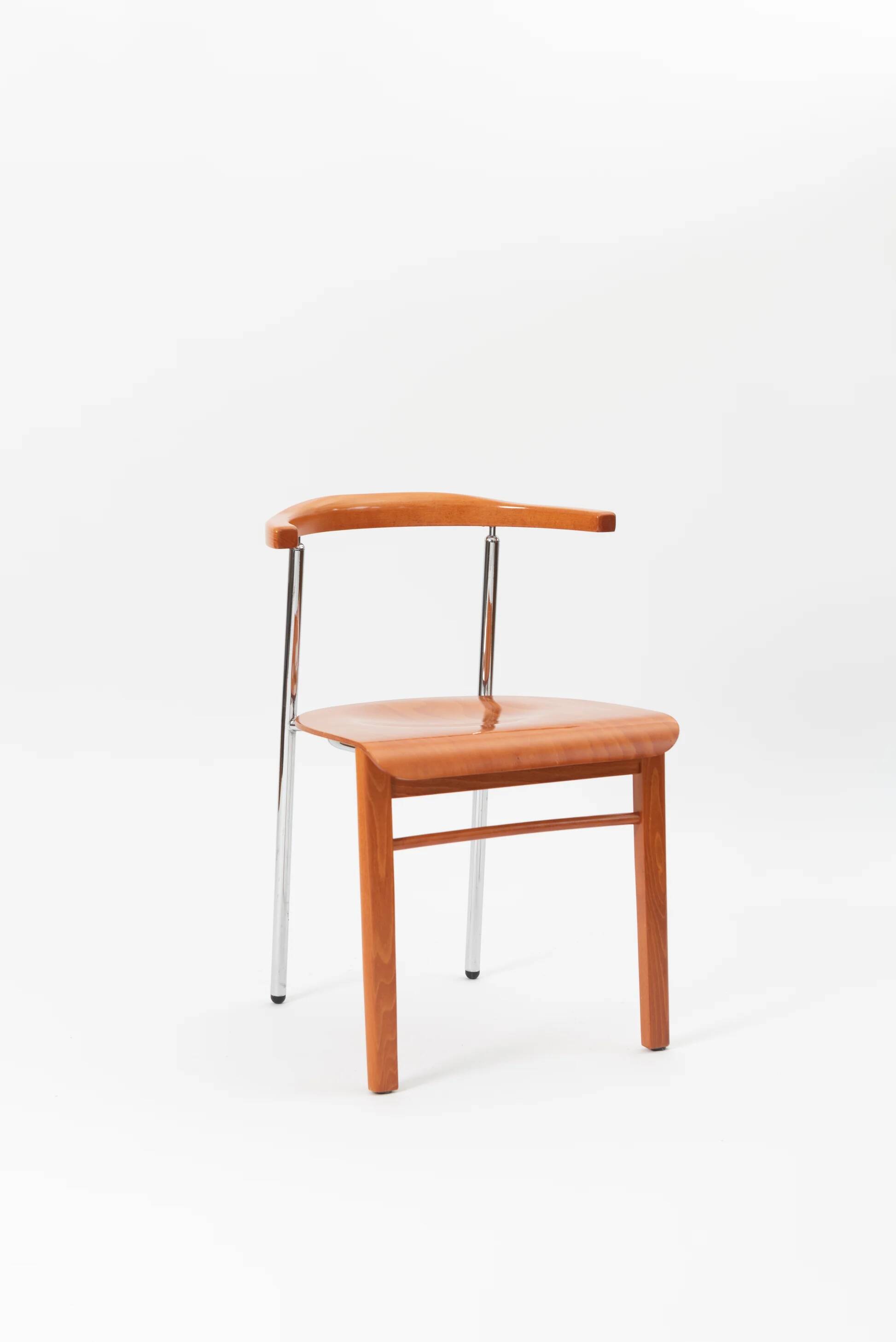 Set of 6 Italian cherry wood chairs