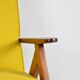 Fauteuil vintage original restauré des années 60, jaune, teck