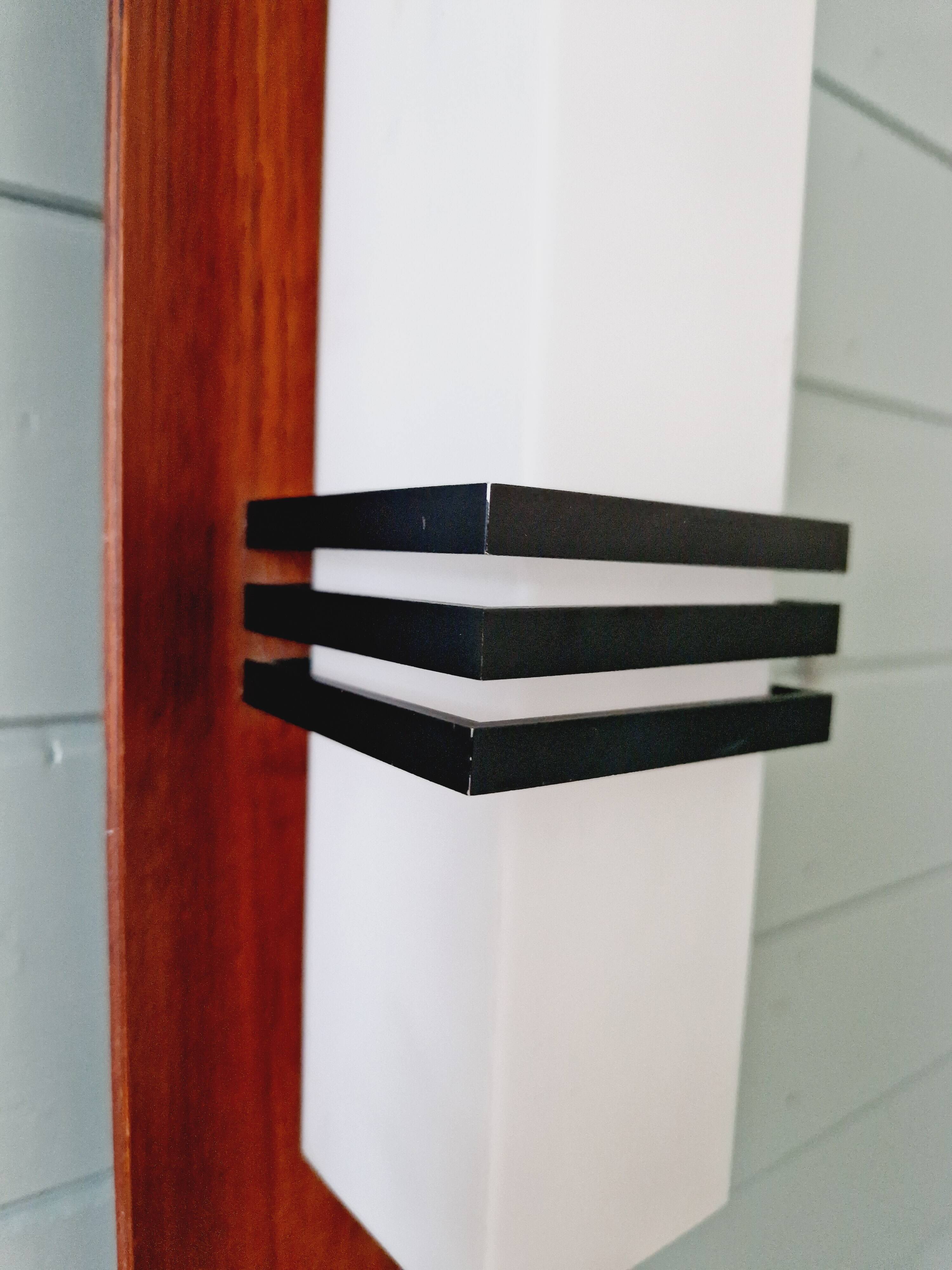 Scandinavian wall light in opaline and teak, 1960s