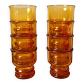 Lot de huit verres ambrés, Pernod 1970
