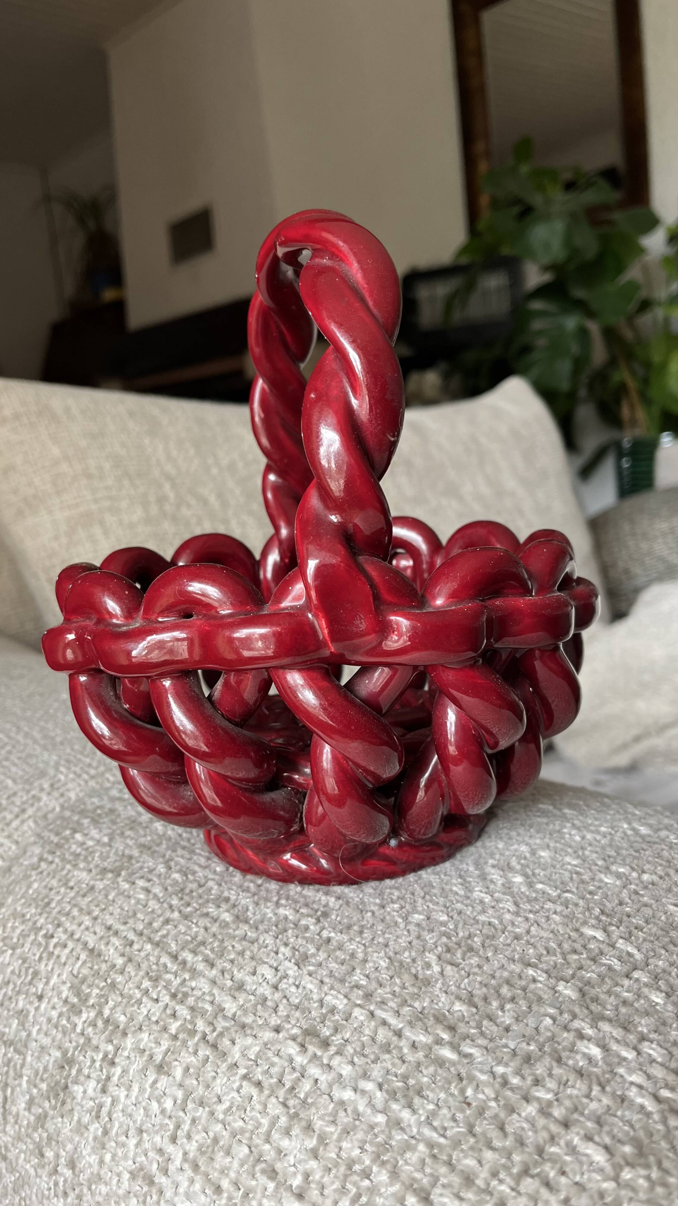 Bordeaux Woven Glazed Ceramic Fruit Basket
