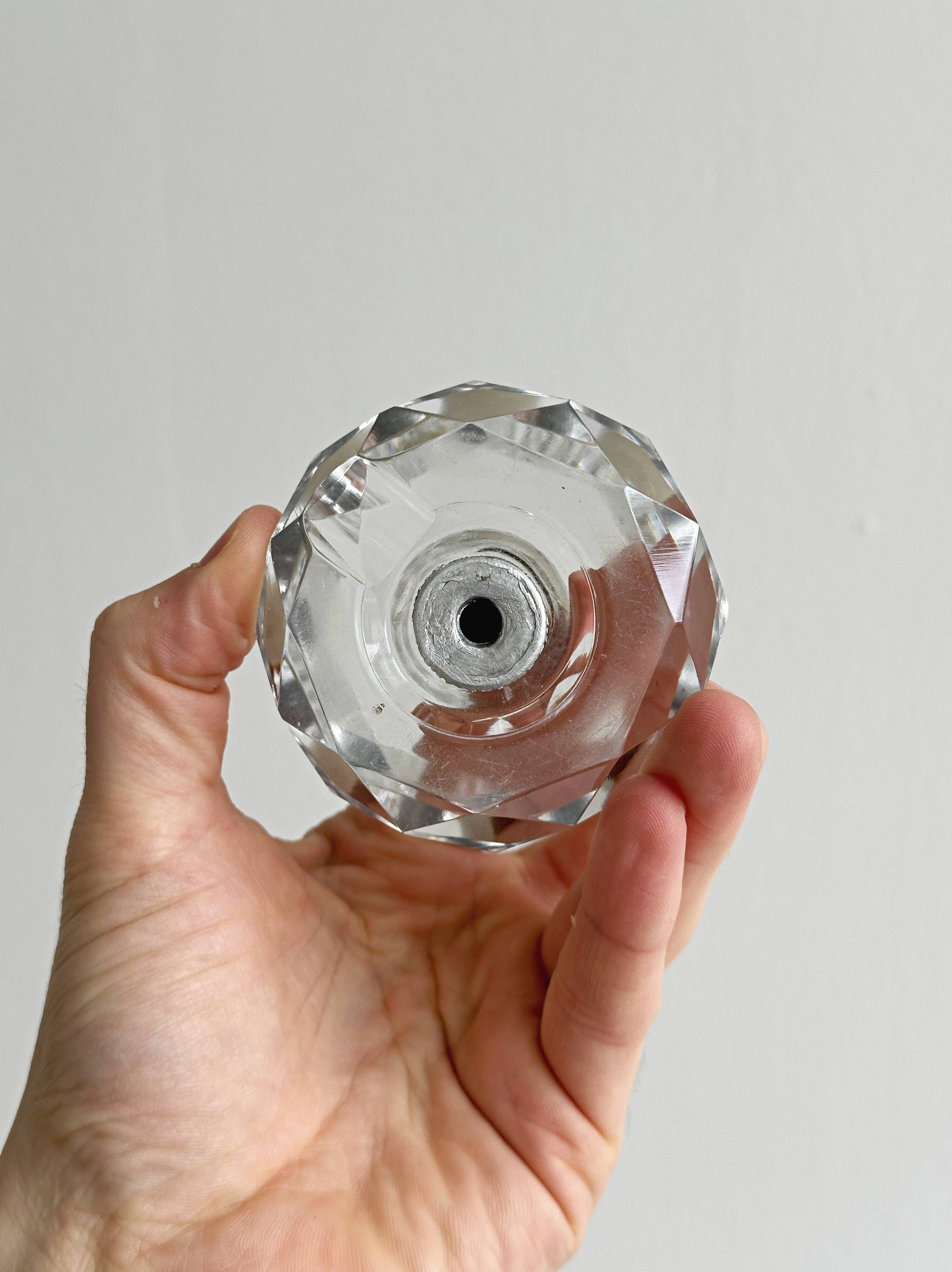 Vintage crystal and brass candlestick