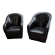 Paire fauteuil cabriolet cuir noir 1990