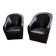 Paire fauteuil cabriolet cuir noir 1990