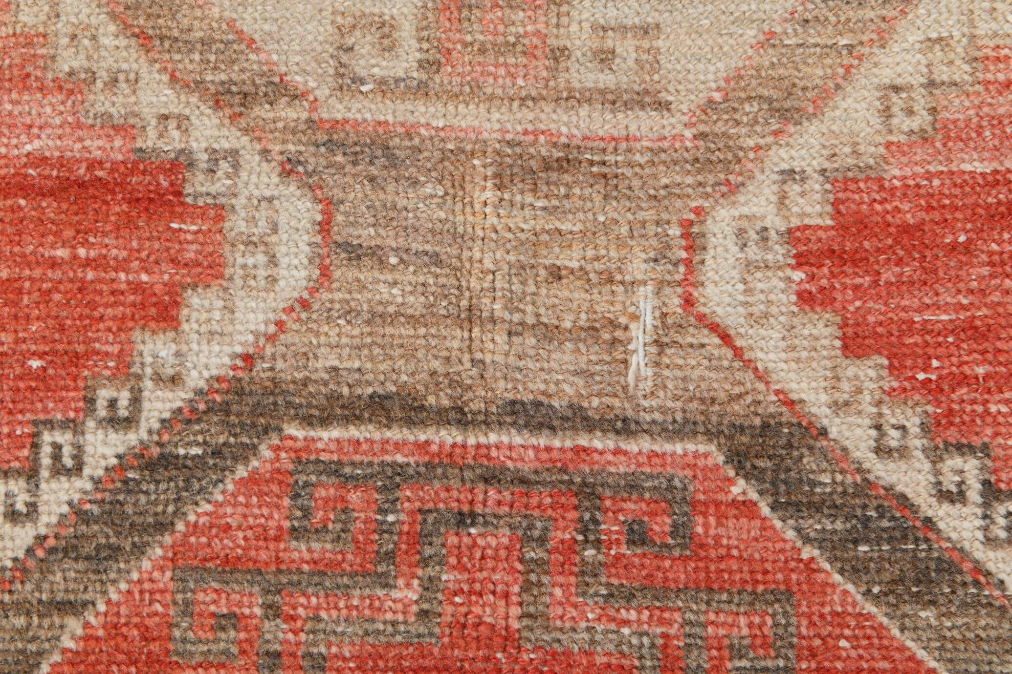 3x10 Peach Red Soft Vintage Turkish Runner Rug, 86x303Cm SK 20297