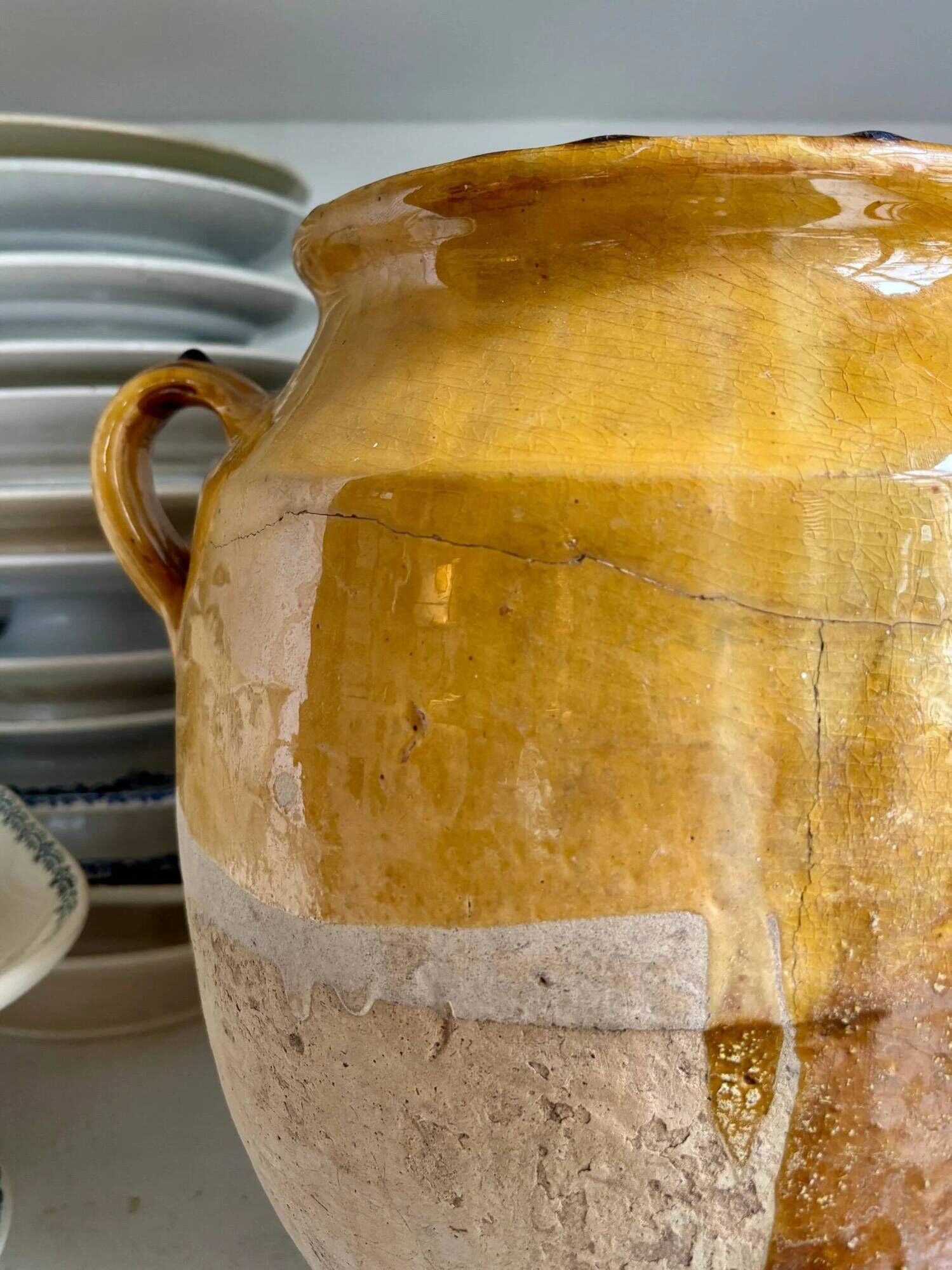 Grease pot, ochre glazed ceramic jar no. 1 - 18th century