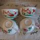 St Clement France earthenware cups, Le Cop decor