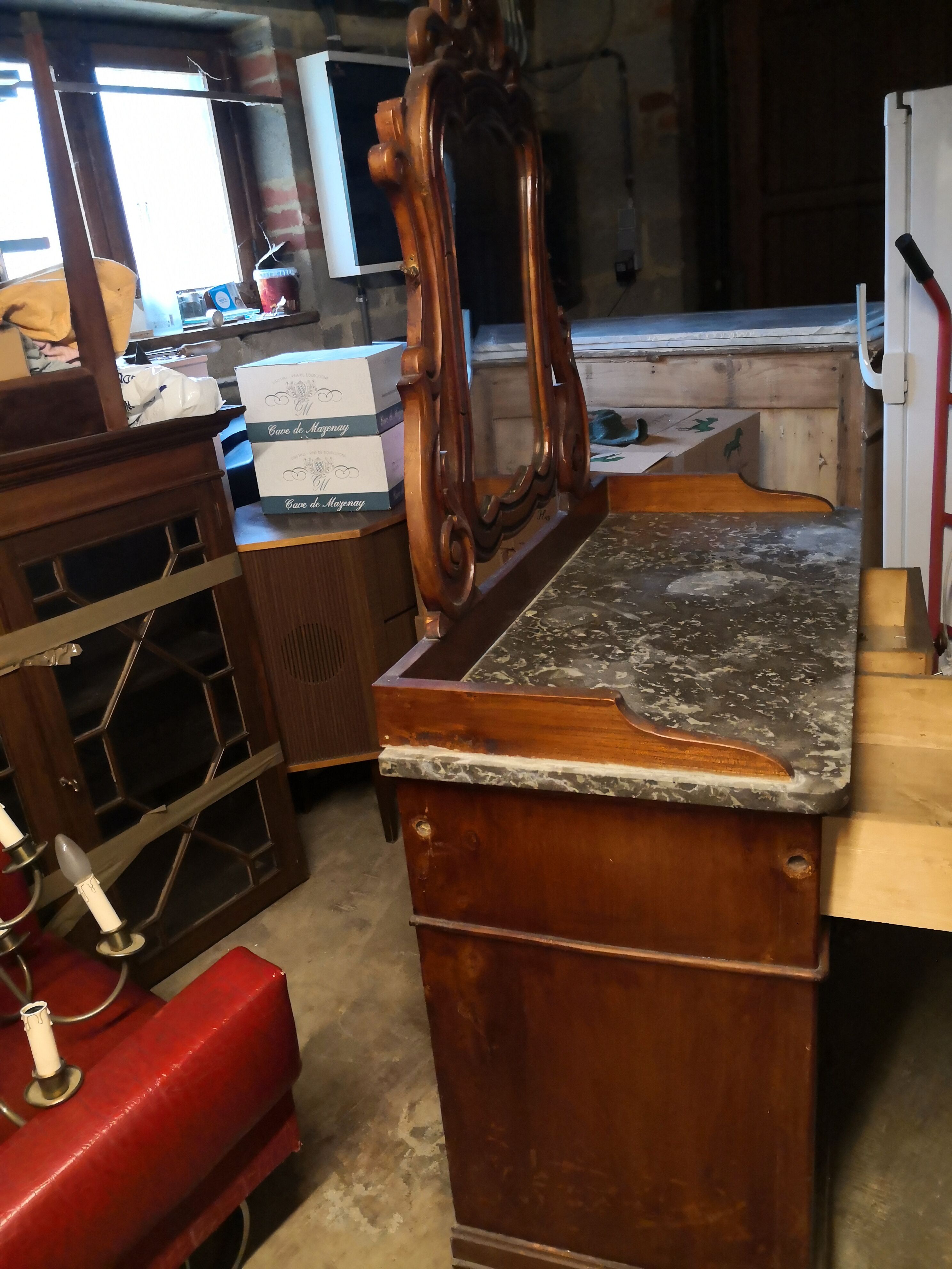 Coiffeuse Louis Philippe dessus marbre