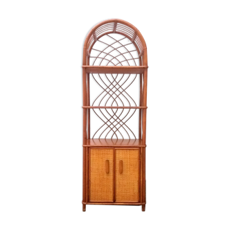 Wood and rattan shelf 60