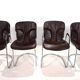 Set of four Cidue leather chrome cantilever chairs by Willy Rizzo, 1970