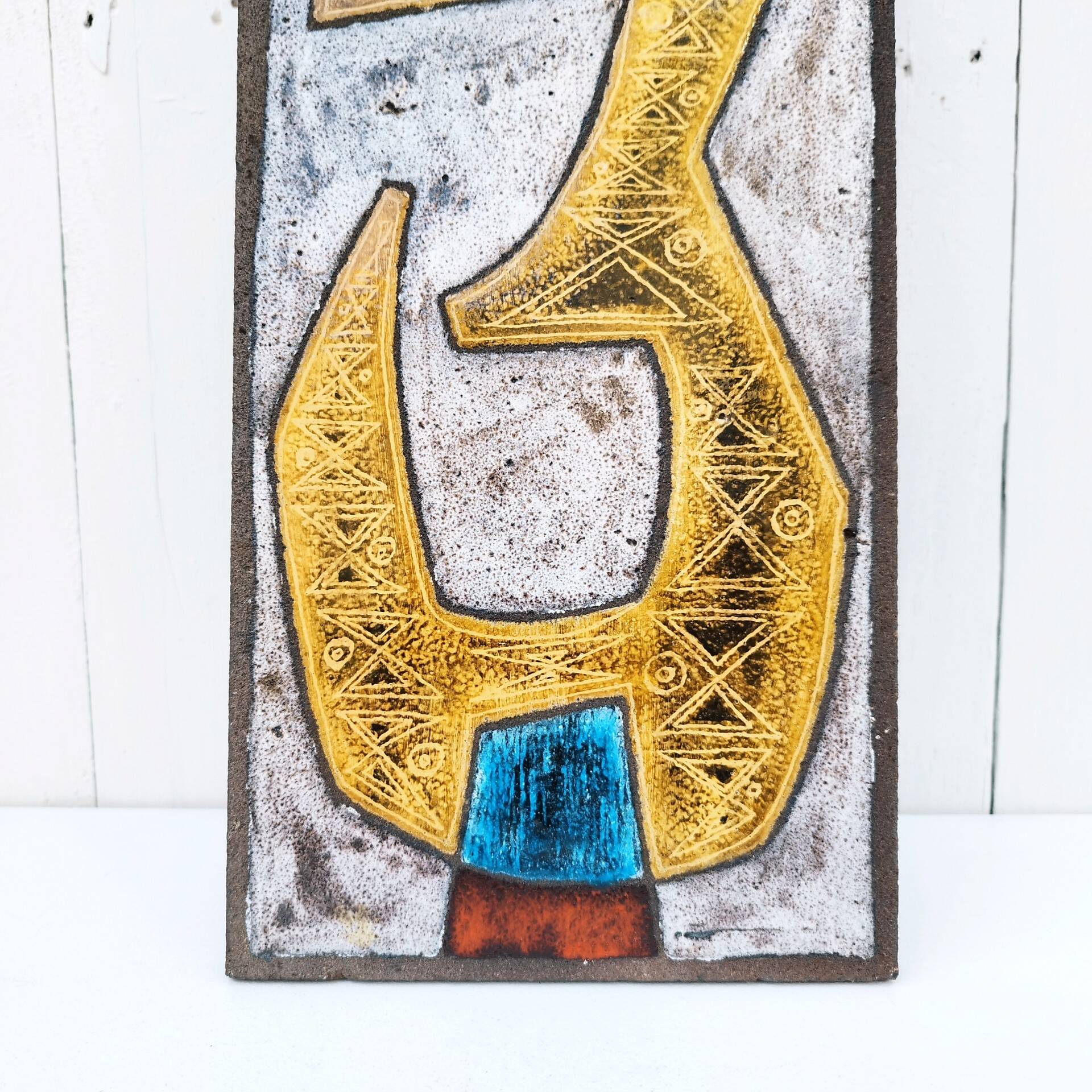 Enamelled ceramic plate abstract decoration Jean Jaffeux