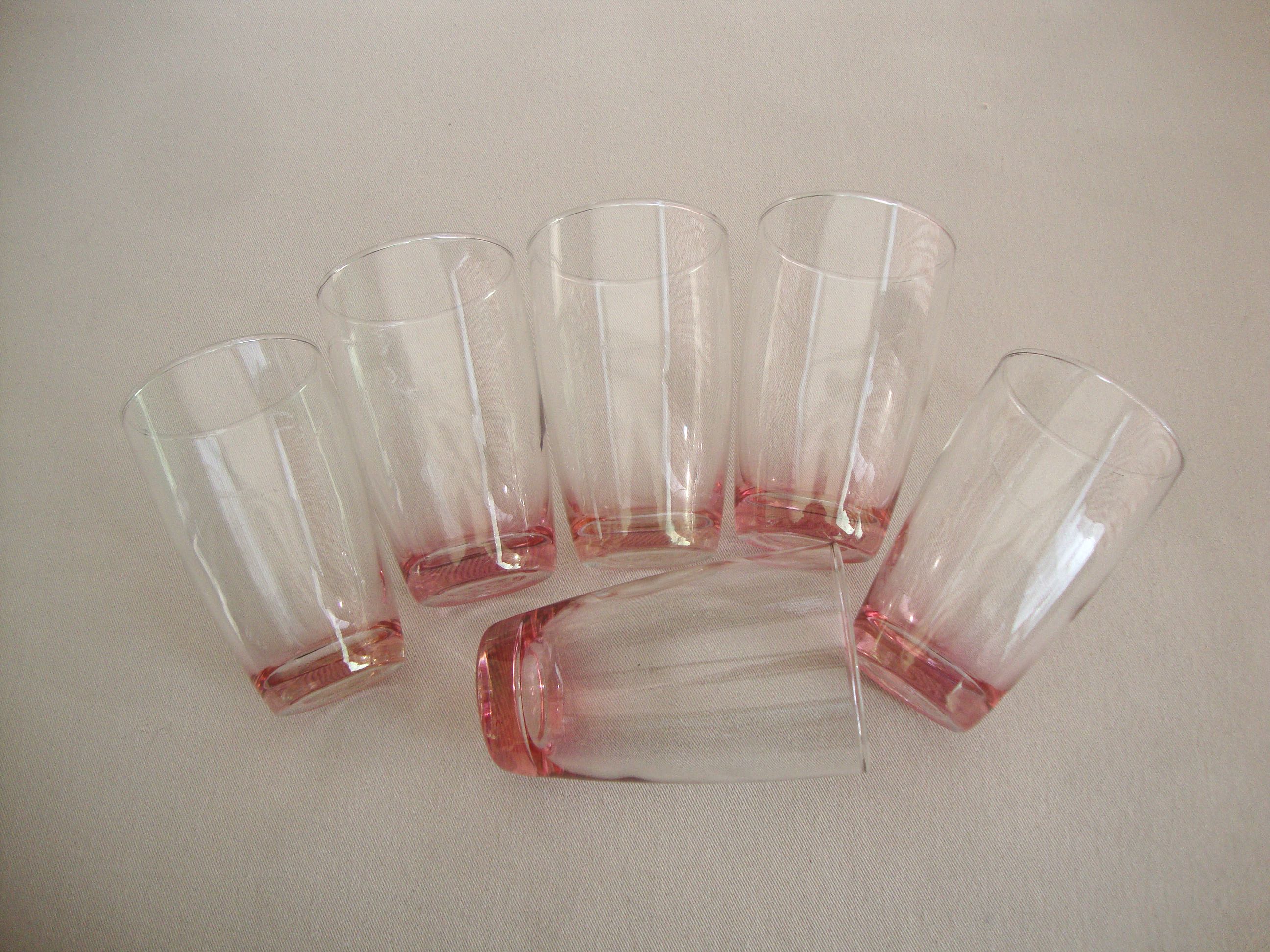 Set de 6 verres à eau roses vintage