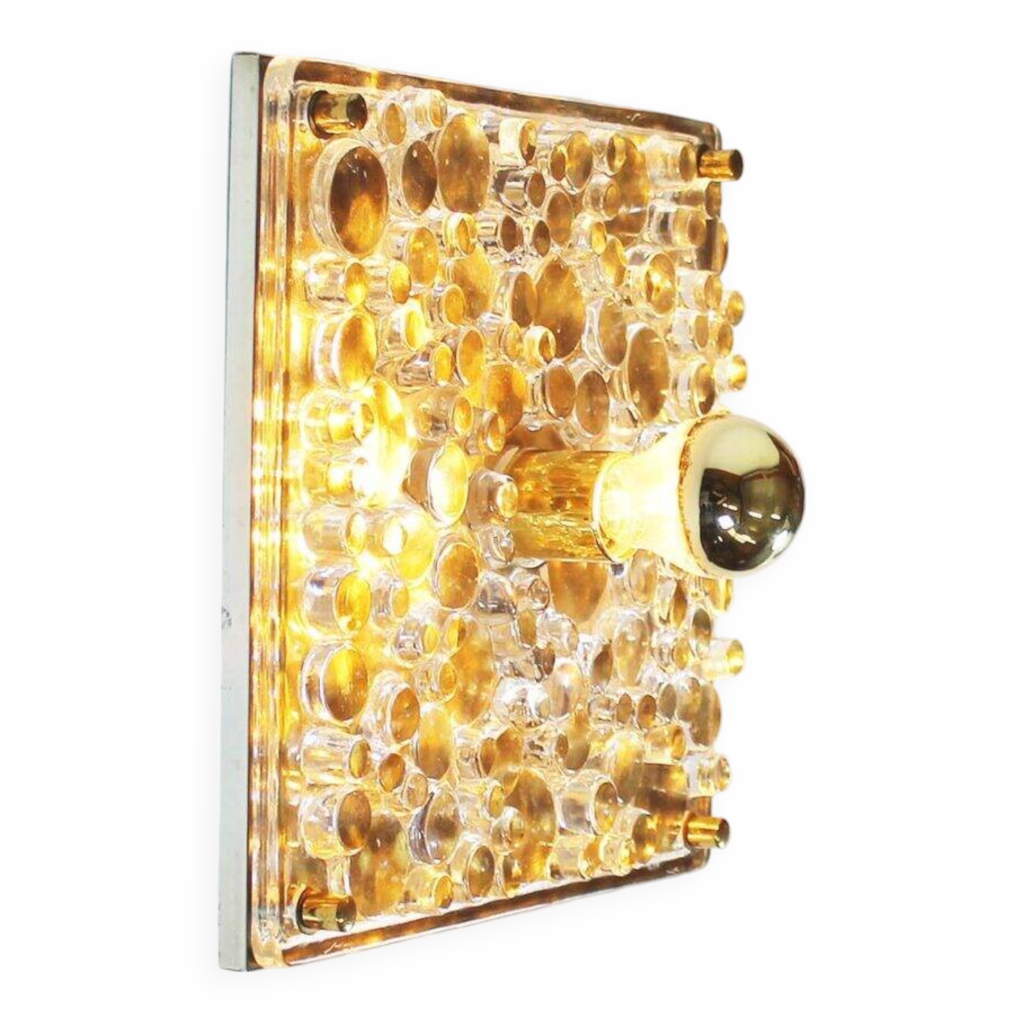 Large vintage murano glass flush mount light by Neuhauss