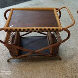 1950s rattan bar trolley