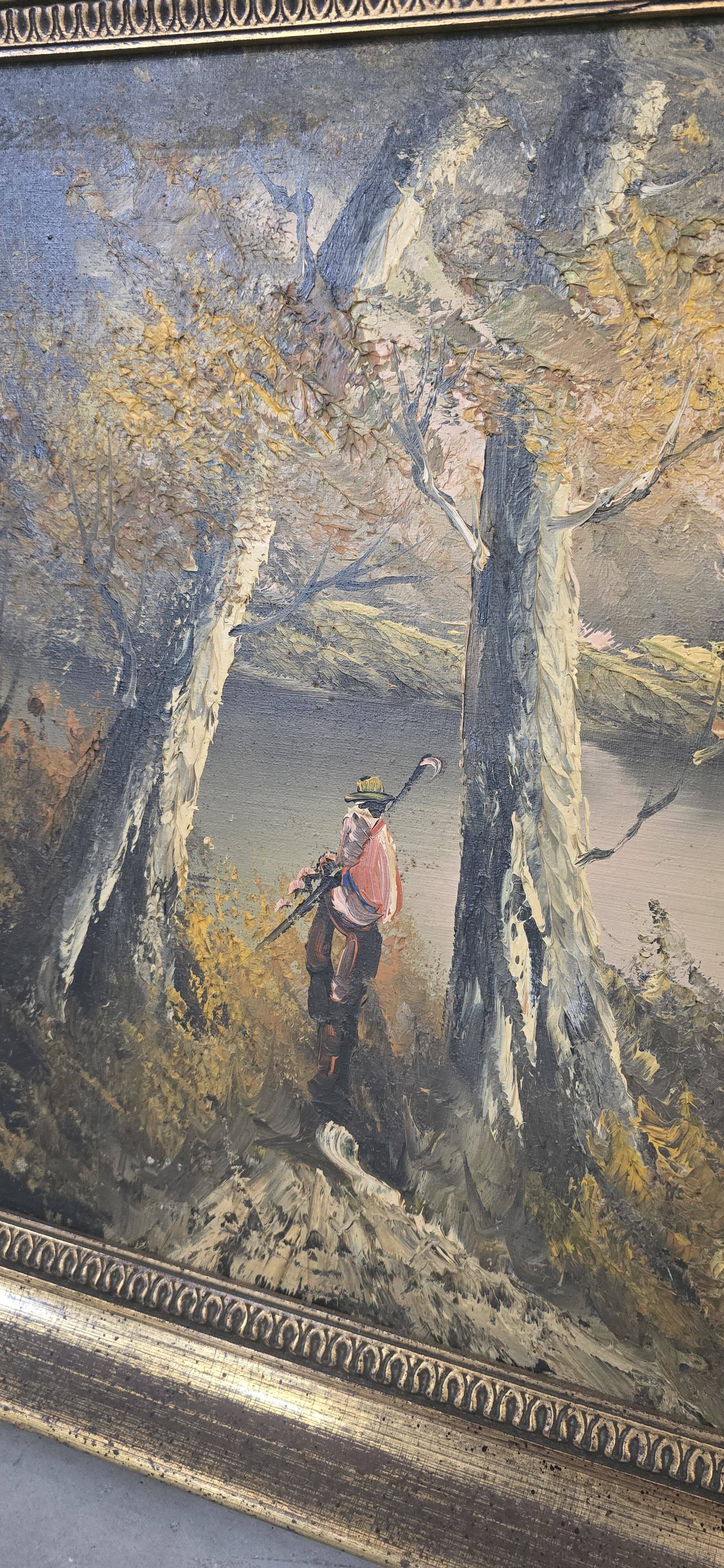 Dipinto d’atmosfera "Paesaggio Autunnale" – Vintage anni '70 con Cornice Do