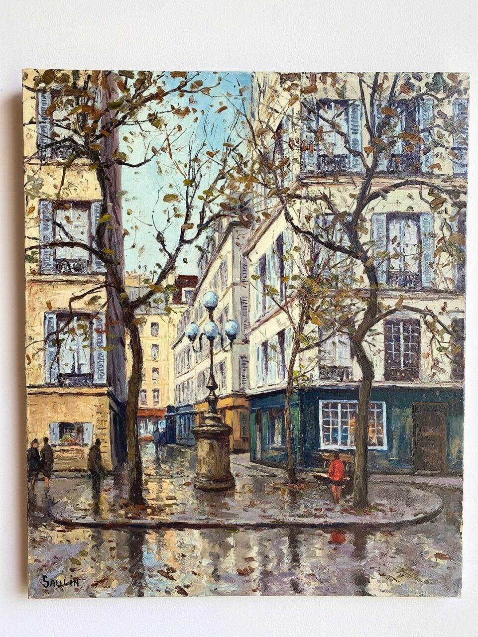 Ancient painting, Furstenberg Square, Paris, signed Saulin, 20th century