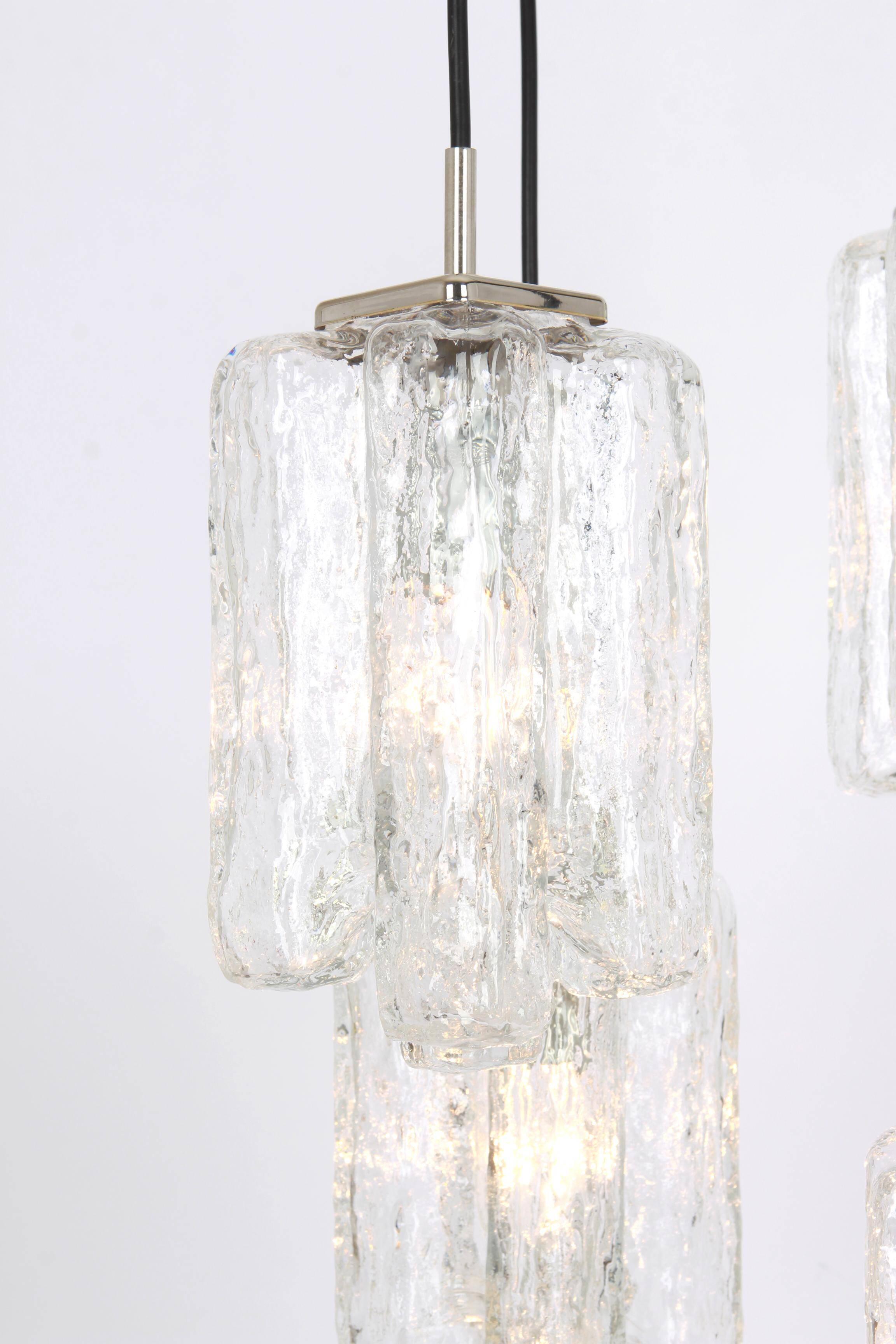 Superb cascading chandelier designed in Murano glass by Kalmar, Austria, 1970s.