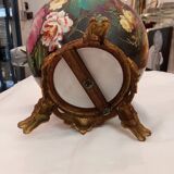 Set of painted earthenware vases mounted on bronze