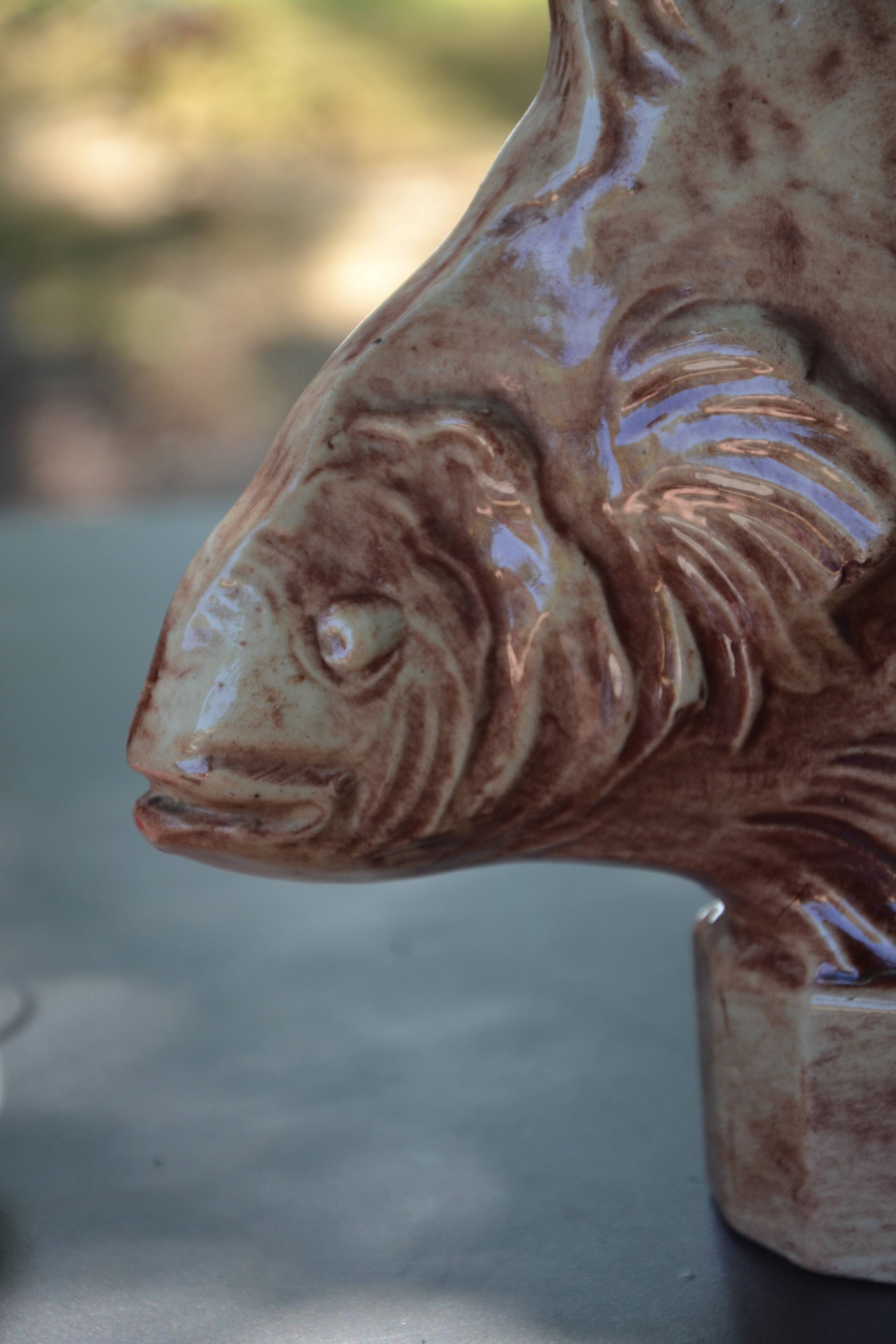 Ceramic fish statuette signed