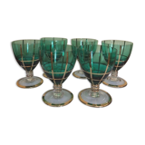 Ensemble de 6 verres à pied vert et or