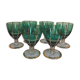 Set of 6 green and gold stemmed glasses