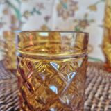 Lot de 5 verres vintage en verre jaune ambré pernod france 2 modèles assortis