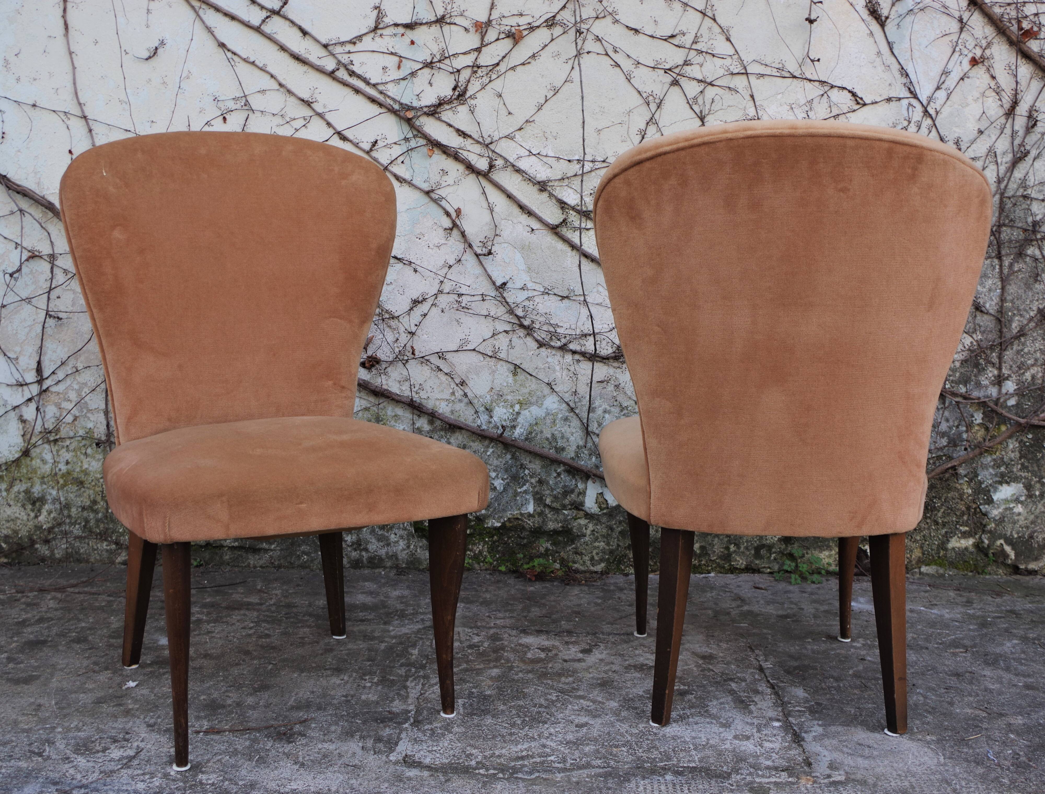 Velvet armchairs, 1950s, set of 2