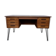 Bureau scandinave en teck avec piétement eiffel métal noir  1950 1960
