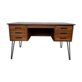 Scandinavian teak desk with black metal eiffel footing 1950 1960