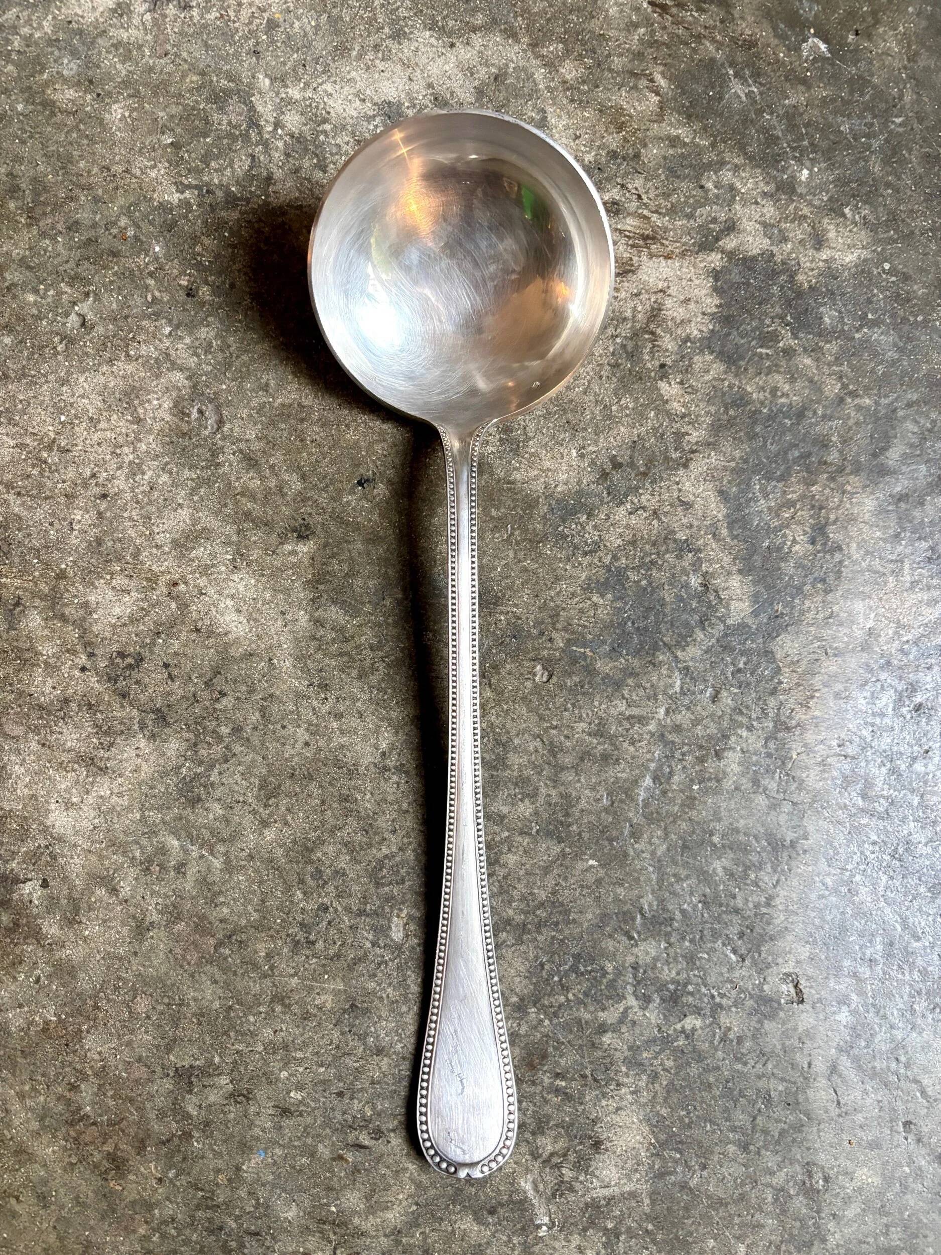 Silver-plated metal ladle, beaded decoration no. 2