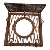 Woven wicker coat rack