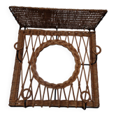 Woven wicker coat rack