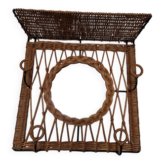 Woven wicker coat rack