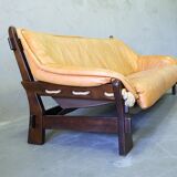 Mid-Century Leather Living Room Set in The Brazilian Style of Jean Gillon, 1970s, Set of 3.
