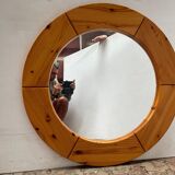 Pine wall mirror by Glasmäster Markaryd, Sweden, 1967