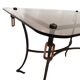 1960s/70s coffee table in wrought iron and smoked glass.