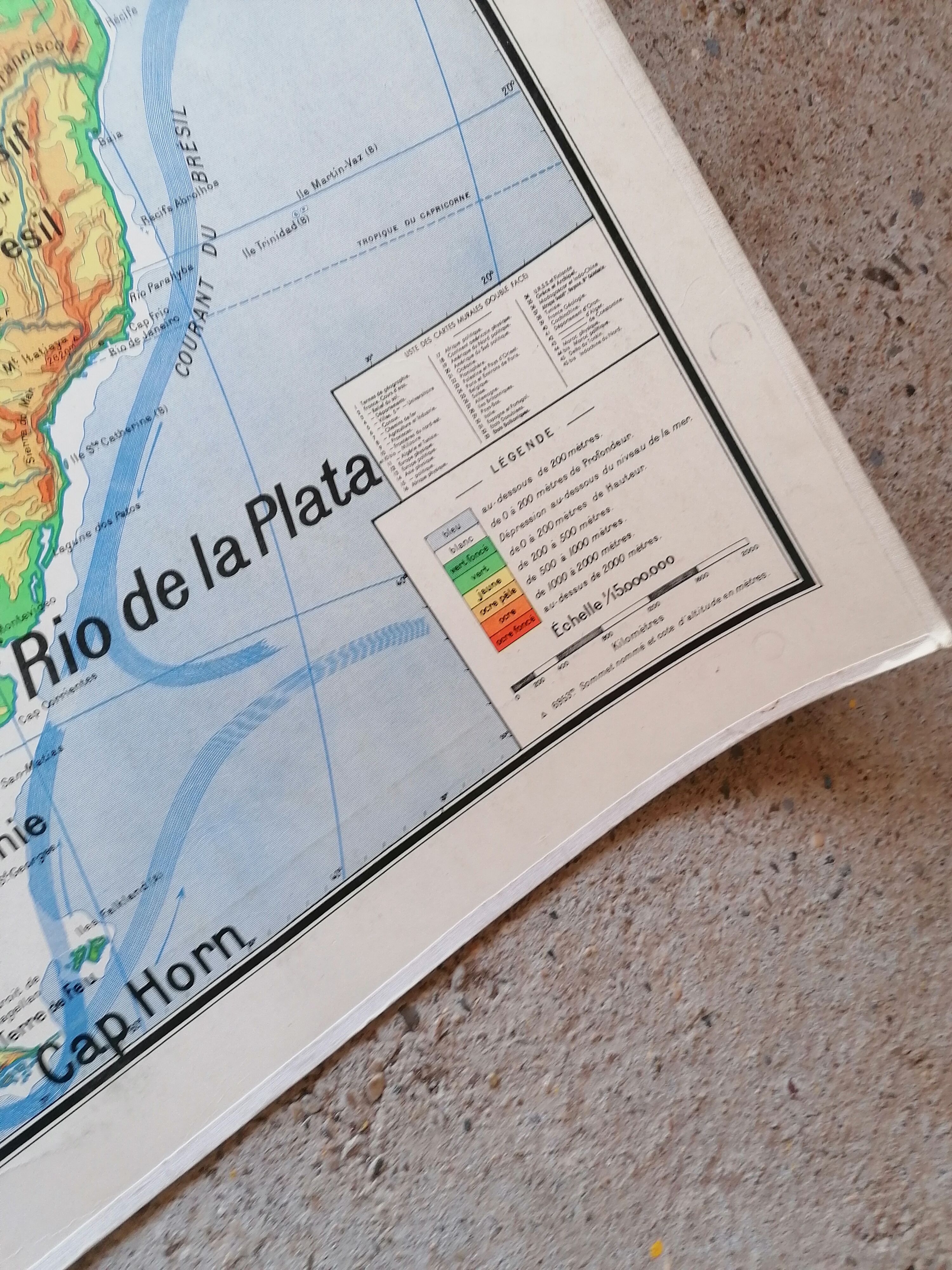 Old physical map American continent Vidal-Lablache