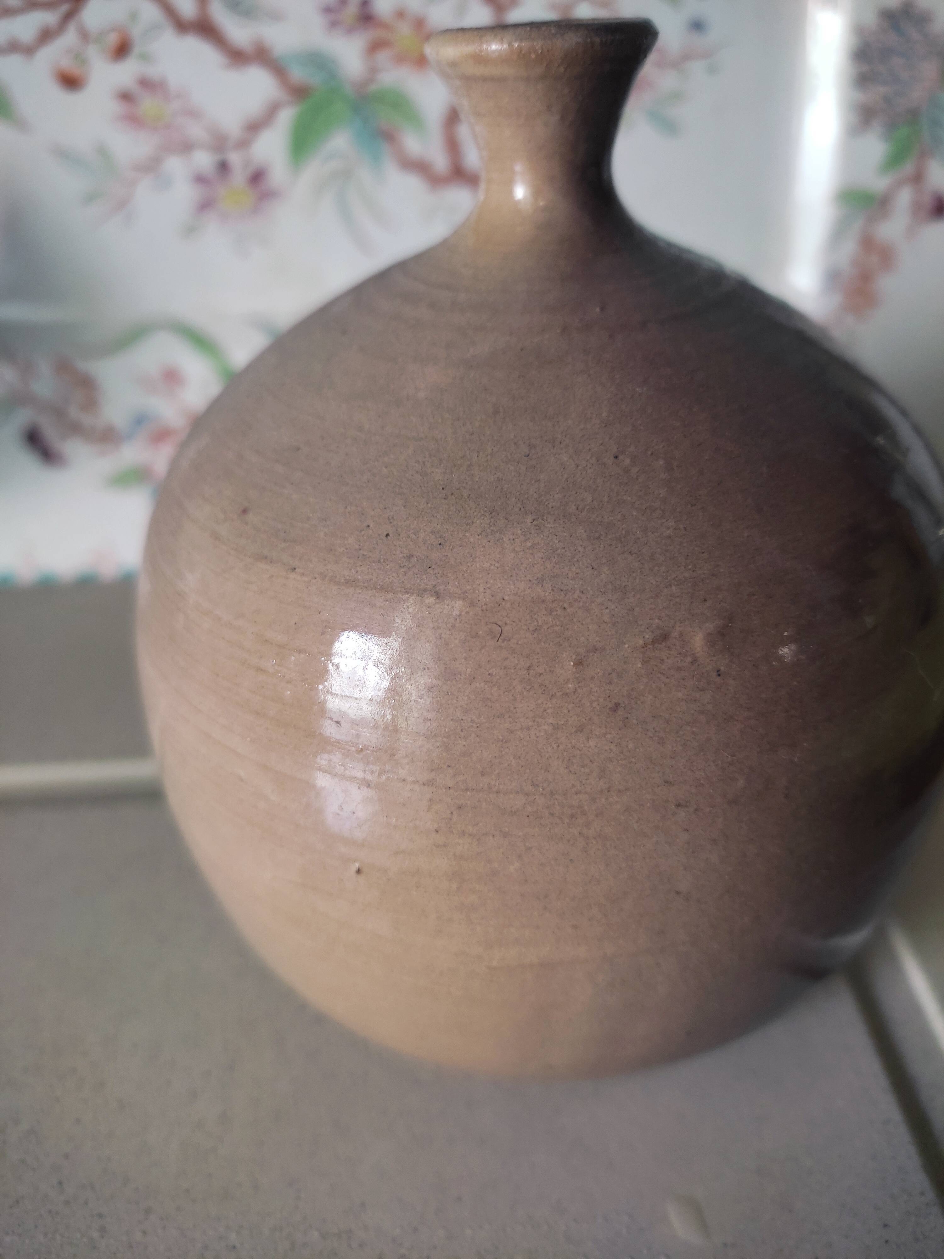 Enamelled stoneware ball vase