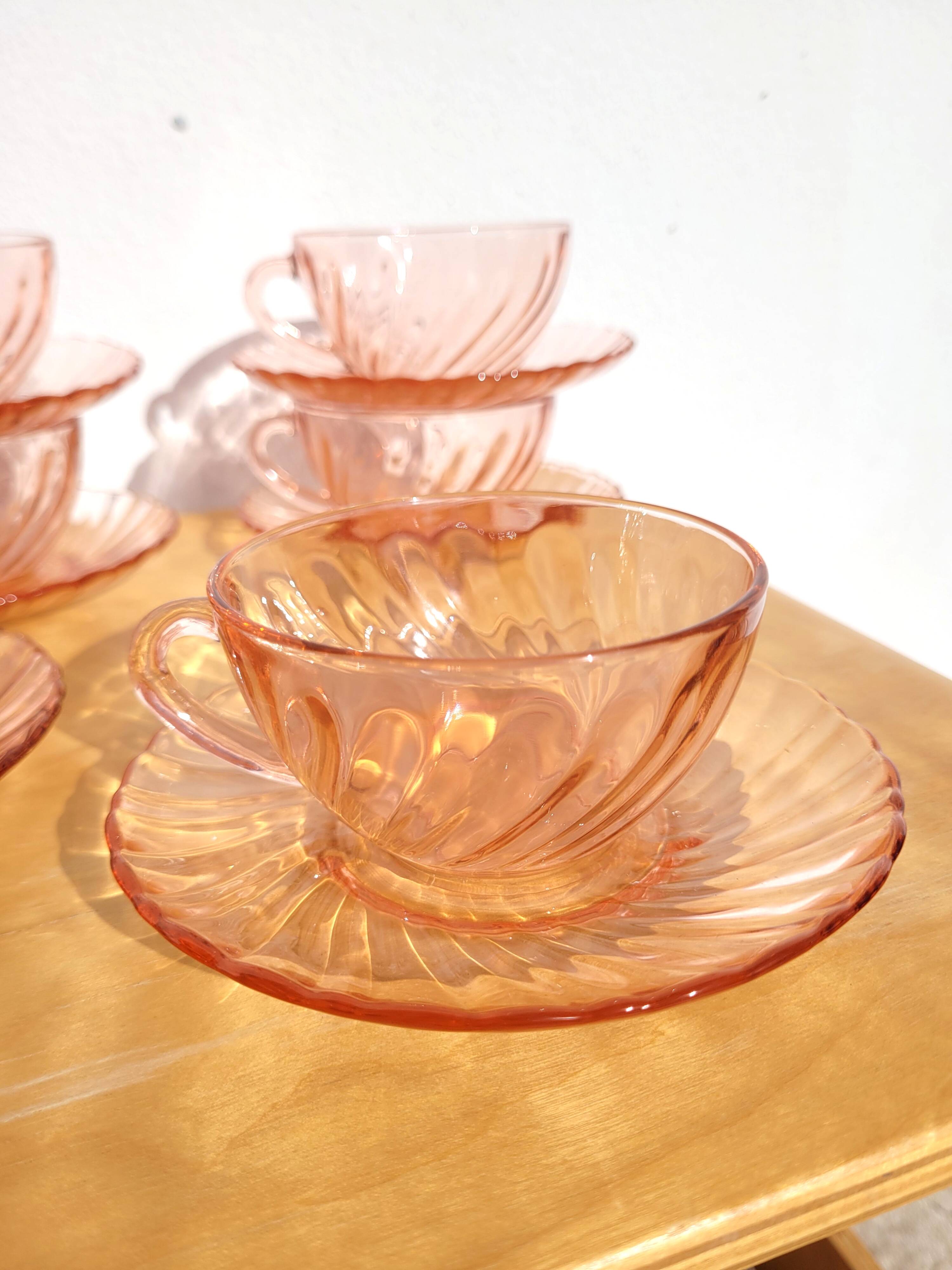 Vintage Arcopal Rosaline Coffee Cup Set