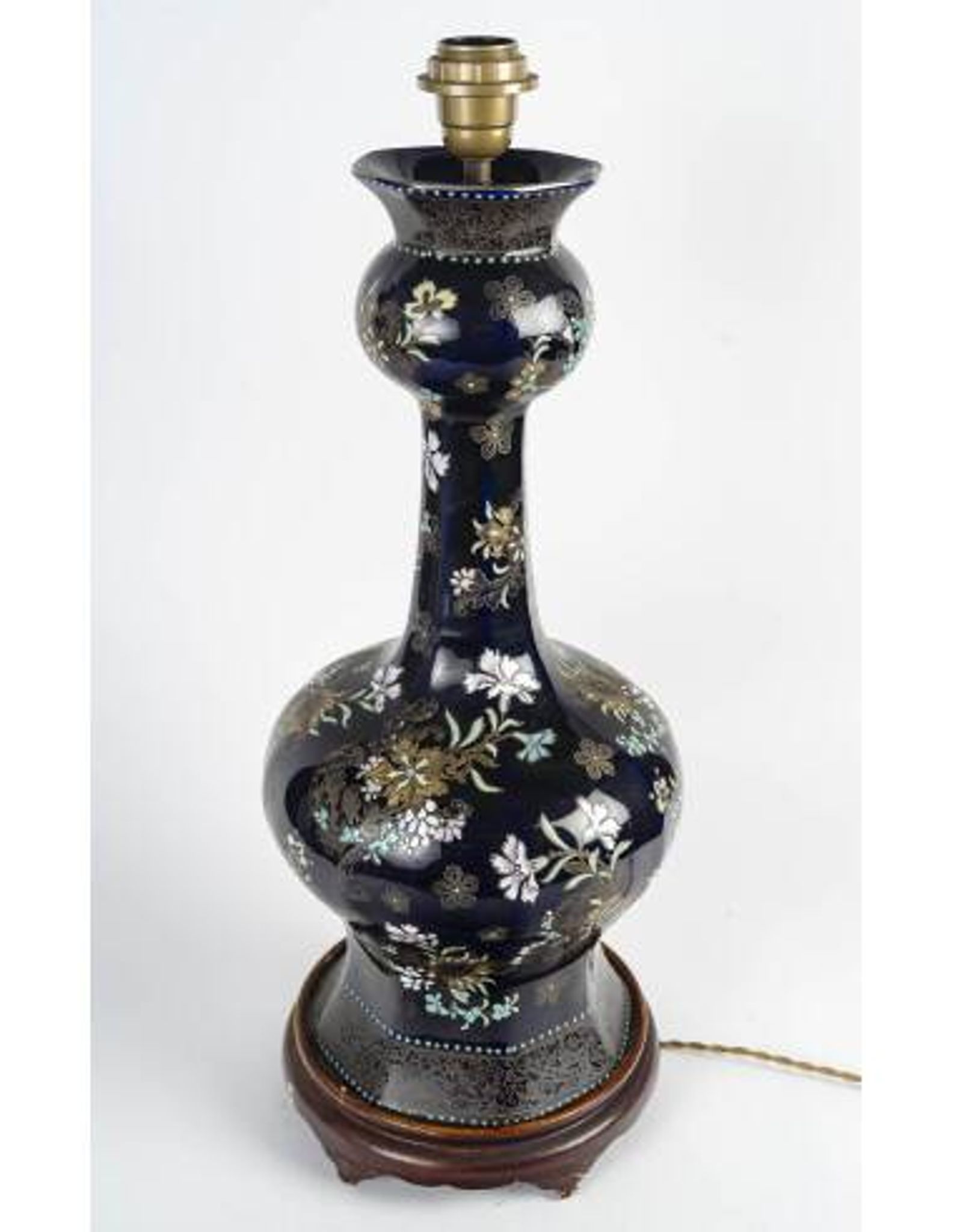 Enamelled porcelain table lamp base, 19th century, Napoleon III period.
