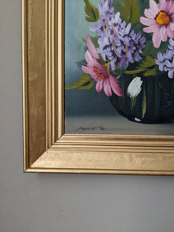 Tableau acrylique sur toile décoration campagne bohème fleurs nature morte